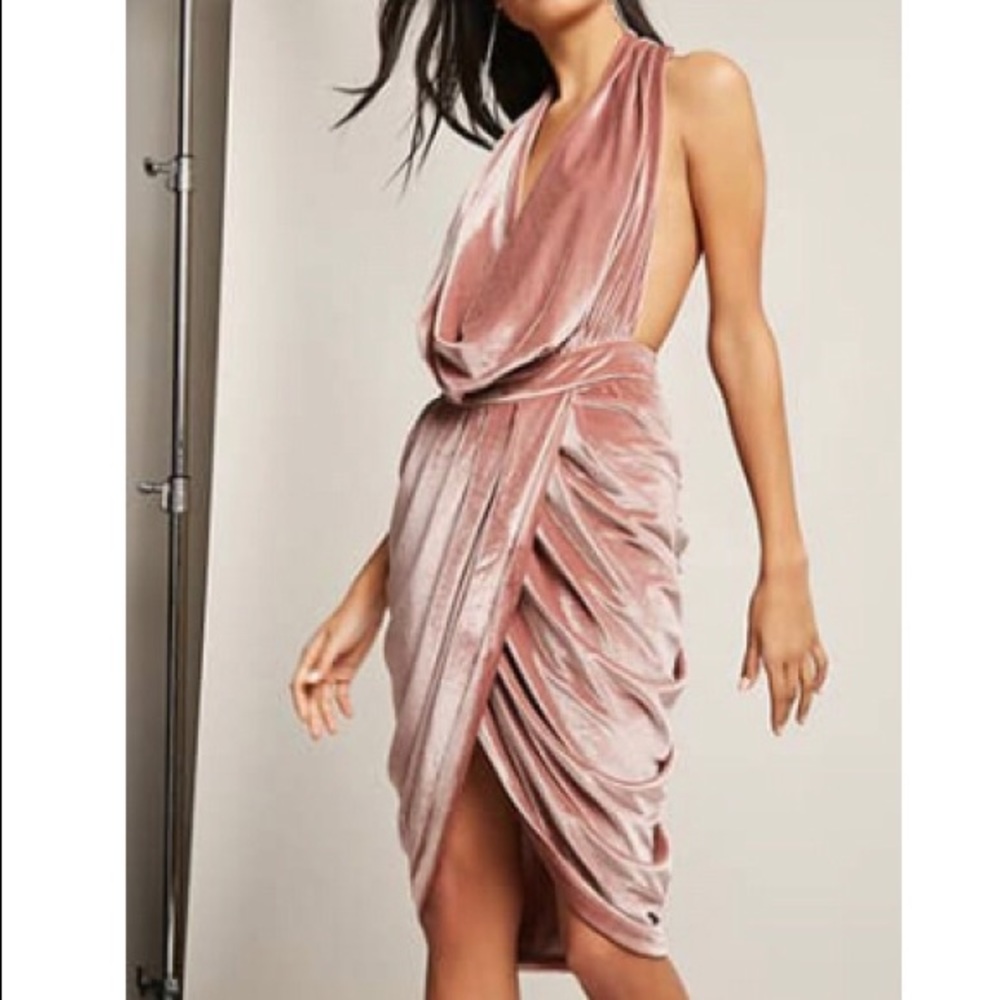 Draped velvet halter dress